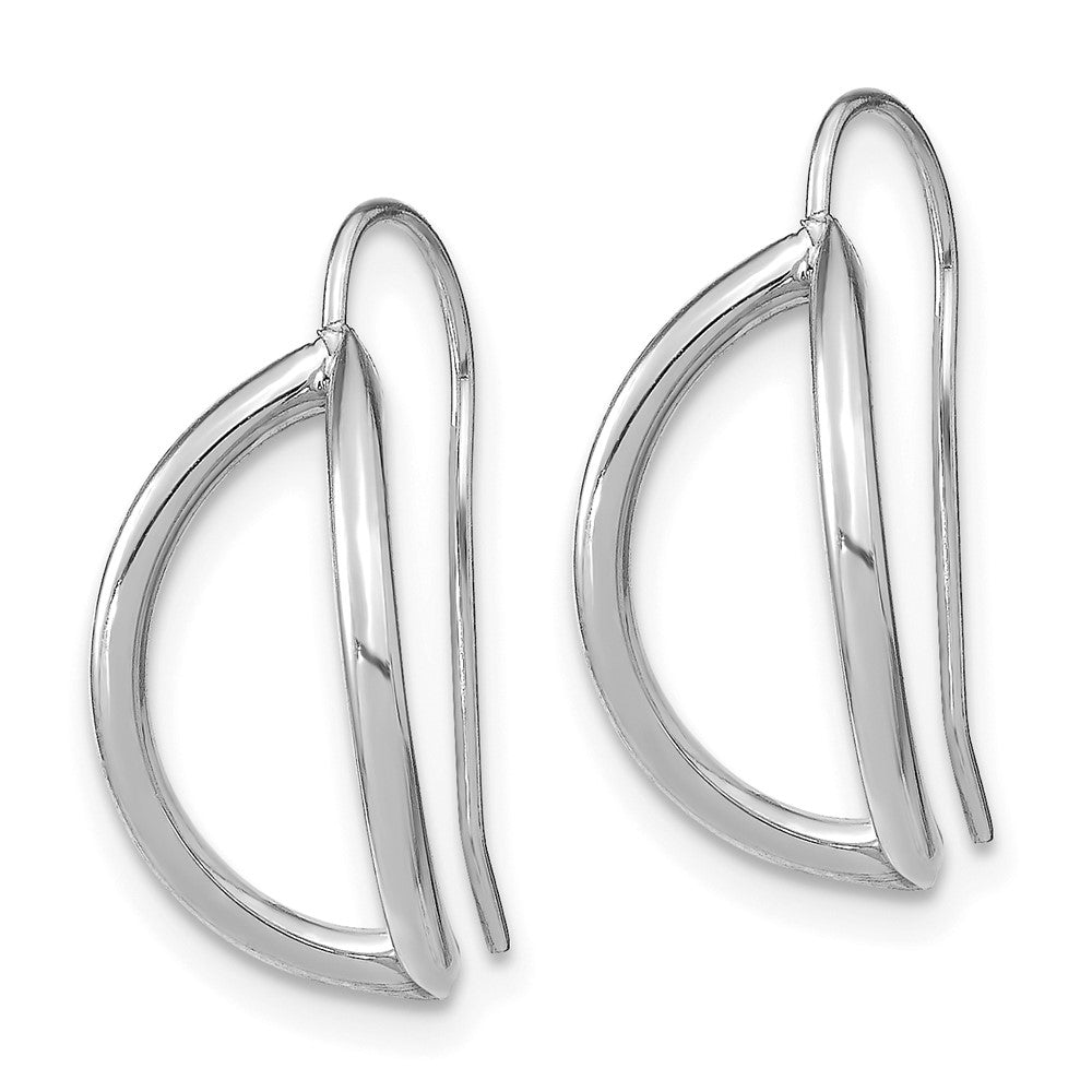 14k White Gold 9.15 mm Half Circle Wire French Wire Earrings (0.88 grams)