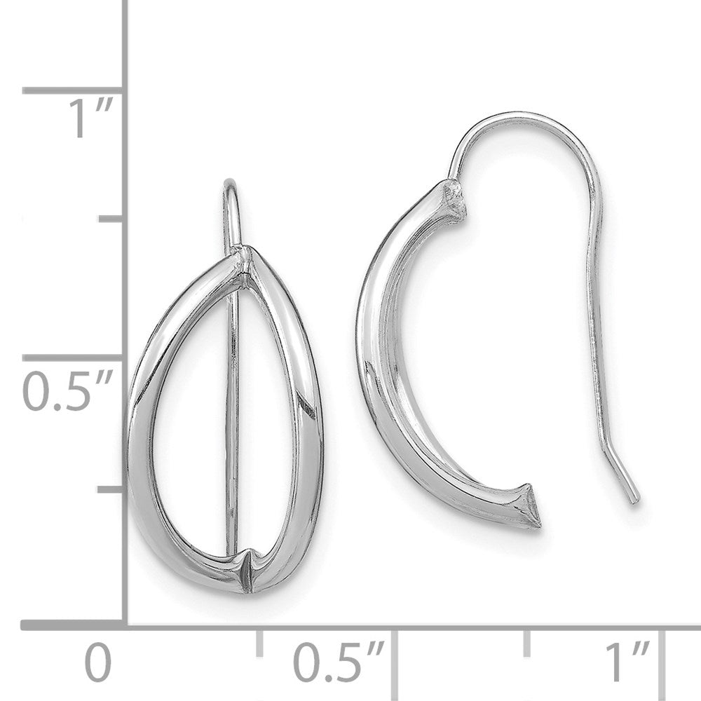 14k White Gold 9.15 mm Half Circle Wire French Wire Earrings (0.88 grams)