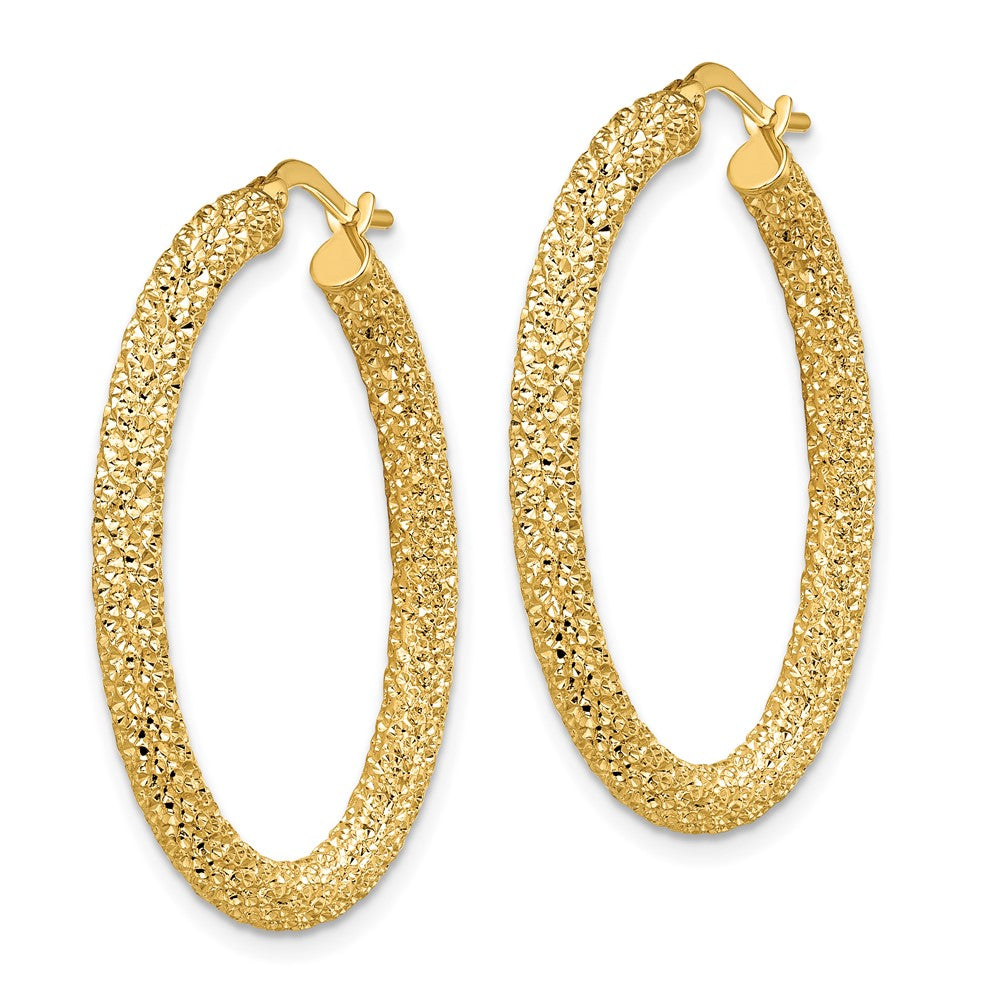14k Yellow Gold 33.4 mm Diamond-cut Hoop Earrings (4.96 grams)