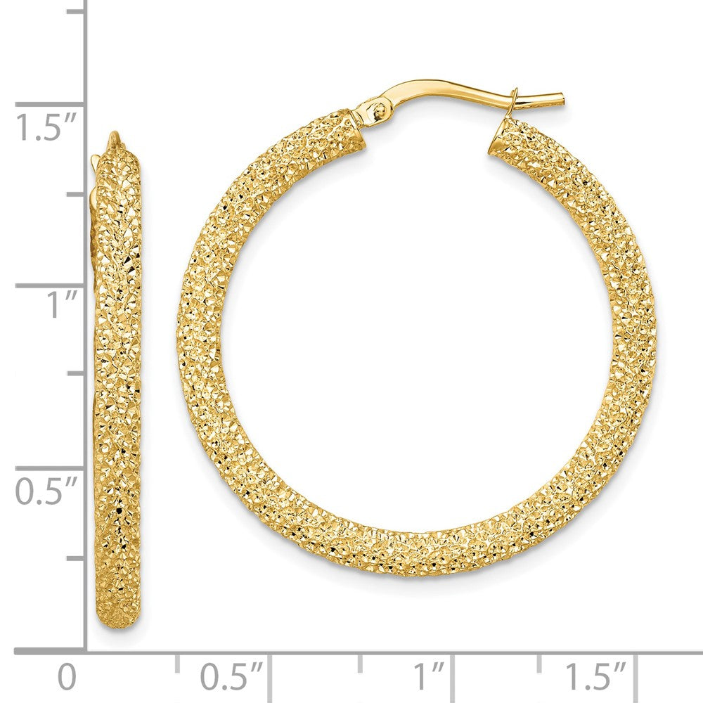 14k Yellow Gold 33.4 mm Diamond-cut Hoop Earrings (4.96 grams)