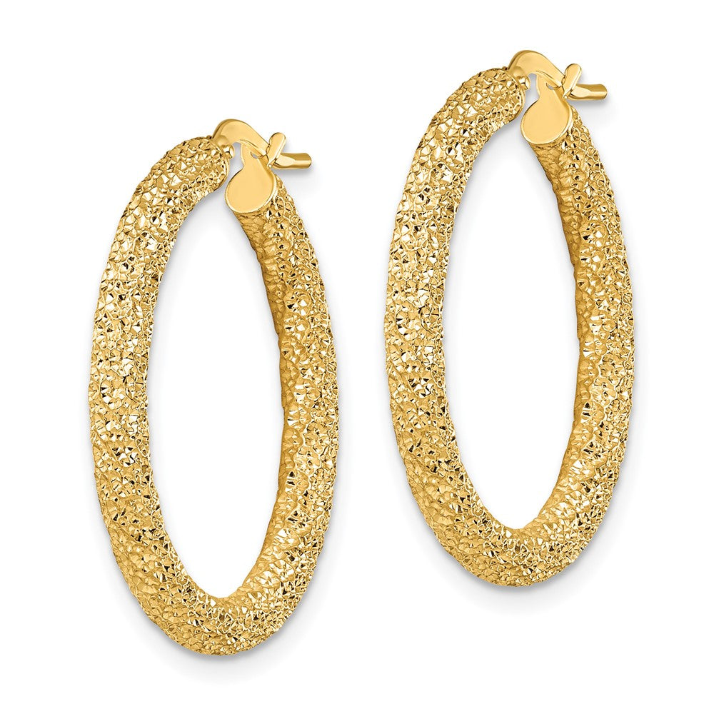 14k Yellow Gold 26.2 mm Diamond-cut Hoop Earrings (3.81 grams)