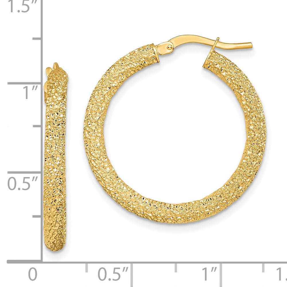14k Yellow Gold 26.2 mm Diamond-cut Hoop Earrings (3.81 grams)