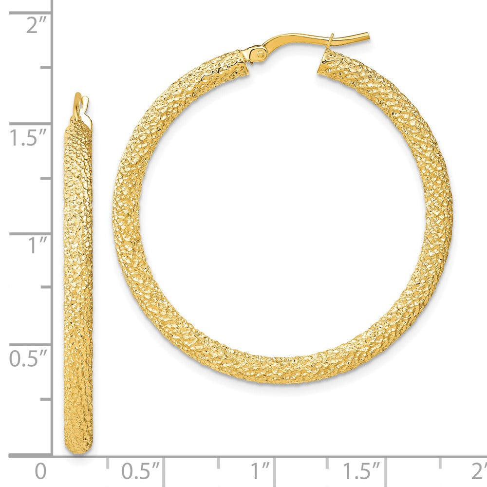 14k Yellow Gold 39 mm Diamond-cut Hoop Earrings (5.61 grams)