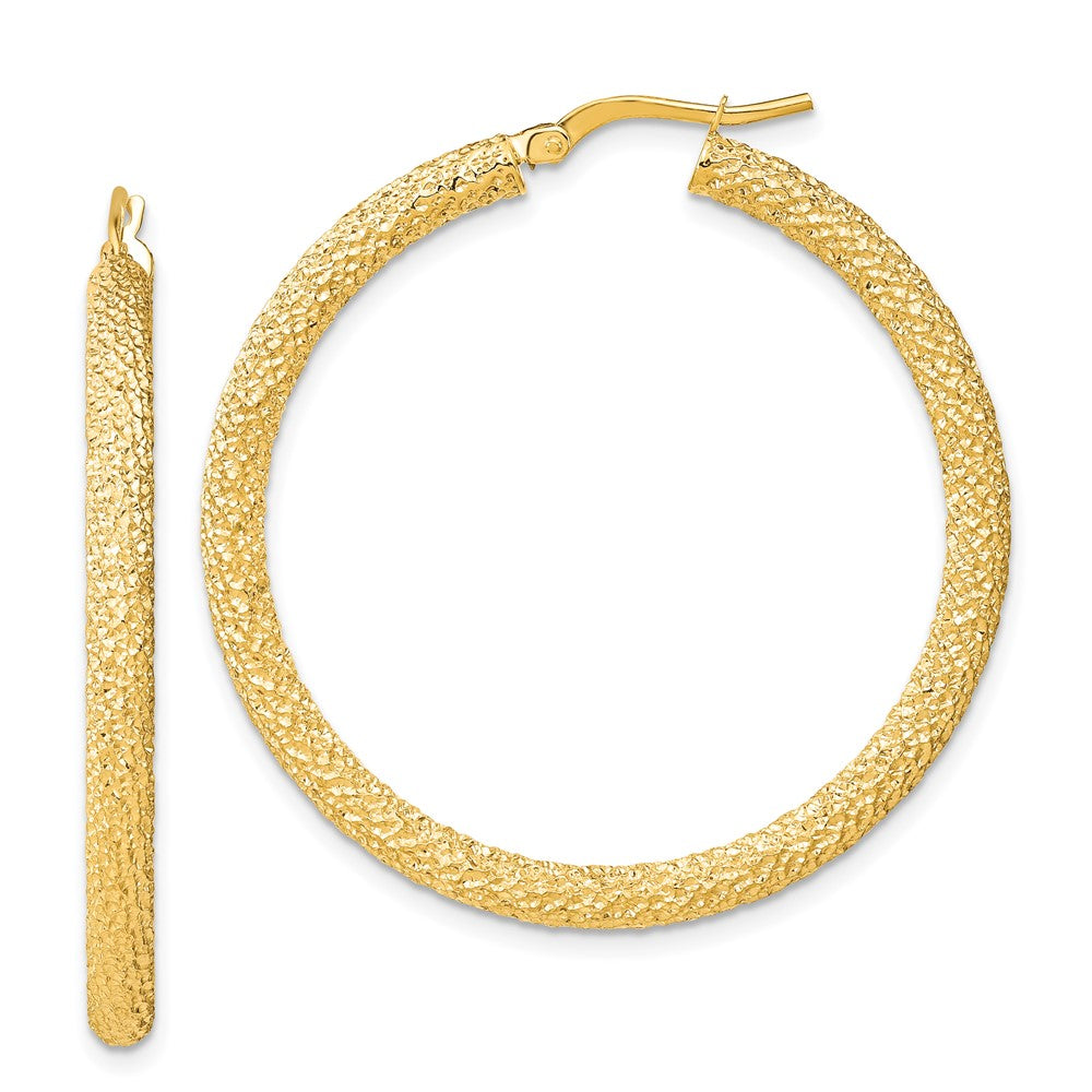 14k Yellow Gold 39 mm Diamond-cut Hoop Earrings (5.61 grams)