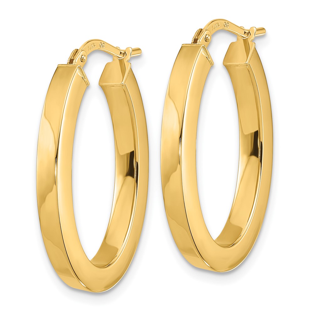 14k Yellow Gold 19 mm Polished Square Tube Oval Hoop Earrings (2.13 grams)