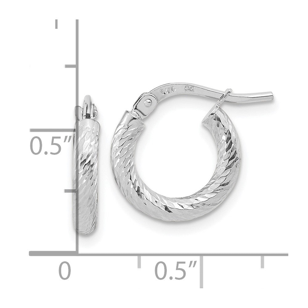 14k White Gold 12 mm Hoop Earrings (0.87 grams)