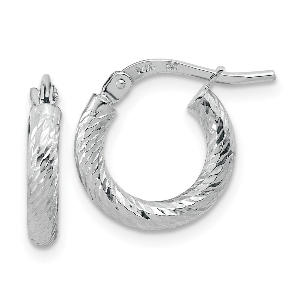 14k White Gold 12 mm Hoop Earrings (0.87 grams)