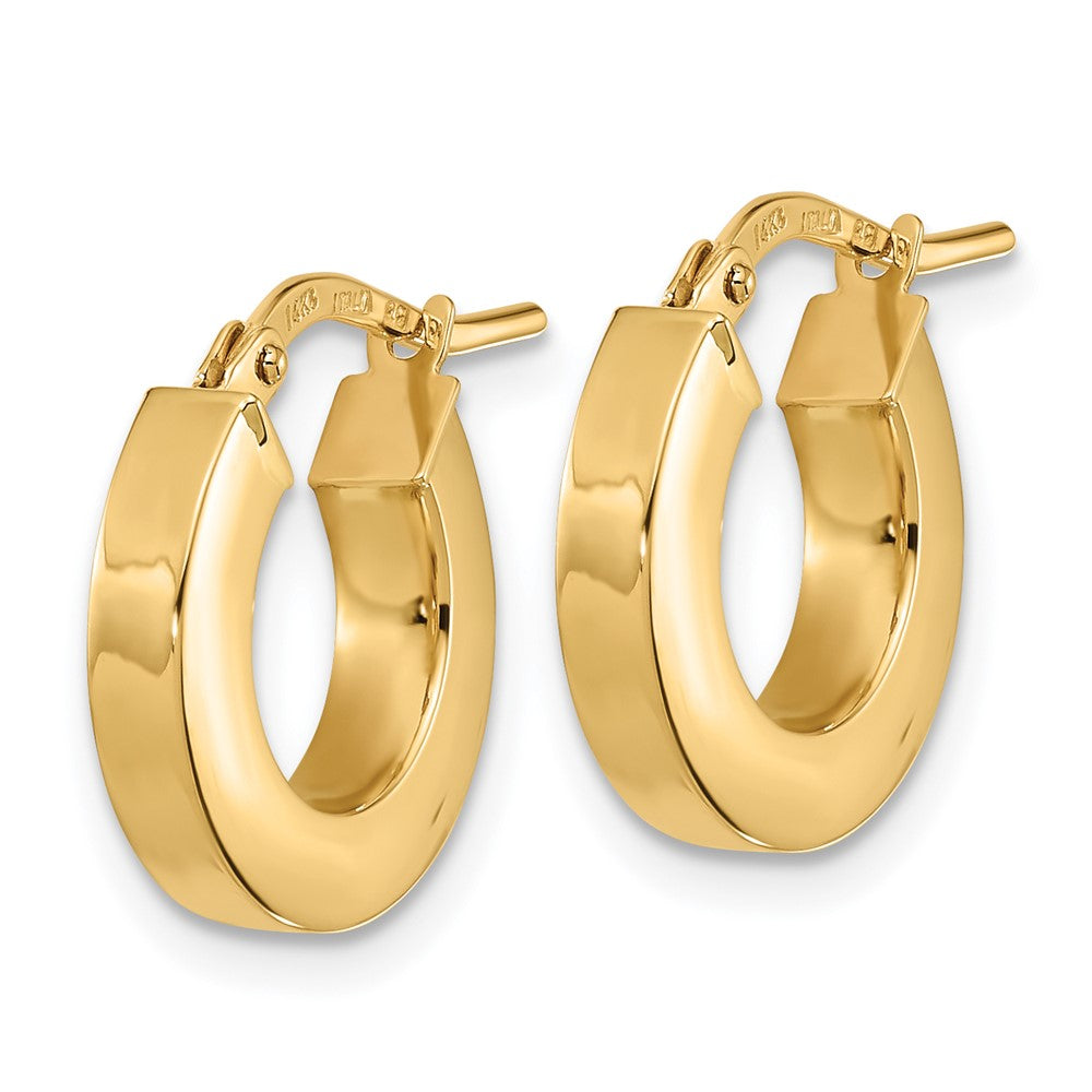 14k Yellow Gold 14 mm Square Tube Hoop Earrings (1.27 grams)