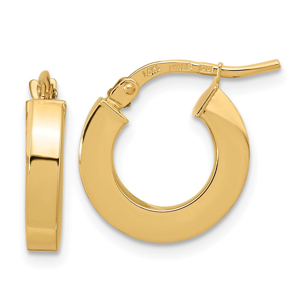 14k Yellow Gold 14 mm Square Tube Hoop Earrings (1.27 grams)