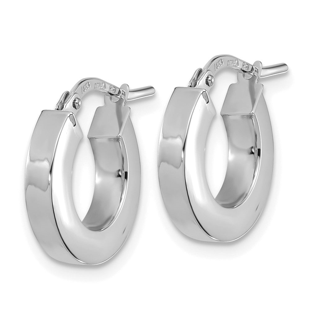 14k White Gold 14 mm Square Tube Hoop Earrings (1.36 grams)