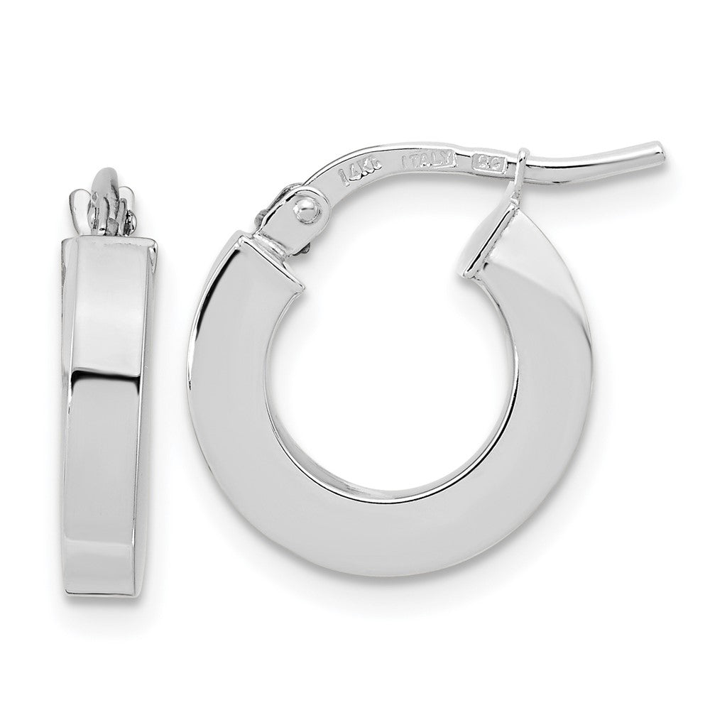 14k White Gold 14 mm Square Tube Hoop Earrings (1.36 grams)