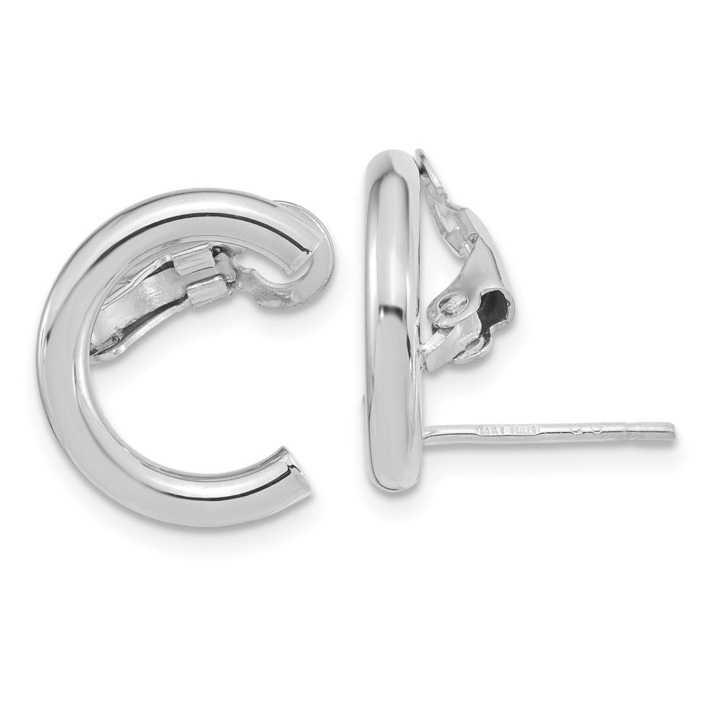 14k White Gold 2.9 mm Polished U Shape Clip On & Post Earrings (2.24 grams)