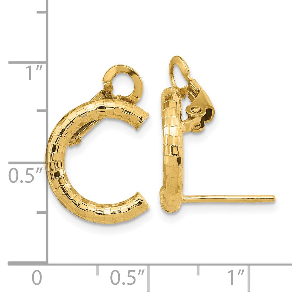 14k Yellow Gold 2.8 mm Polished & Textured U Shape Clip On & Post Earrings (2.07 grams)