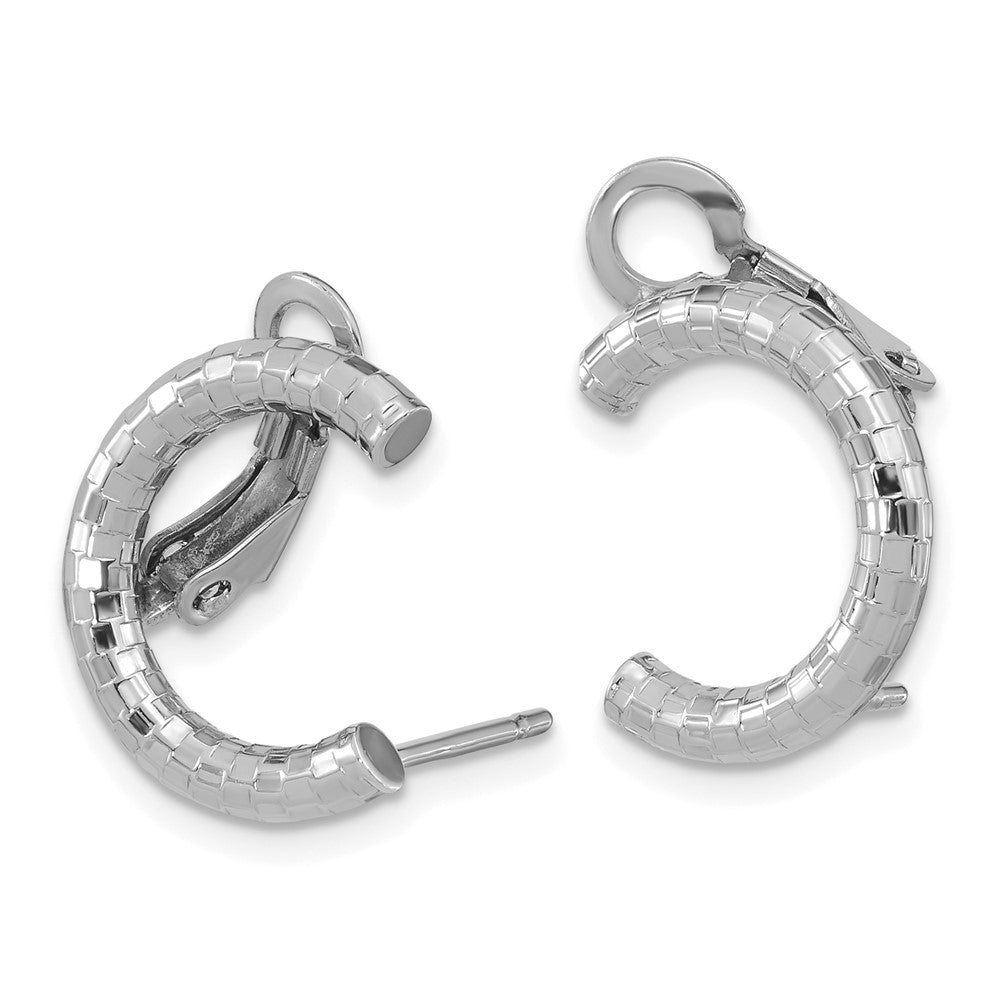 14k White Gold 2.8 mm Polished & Textured U Shape Clip On & Post Earrings (1.98 grams)