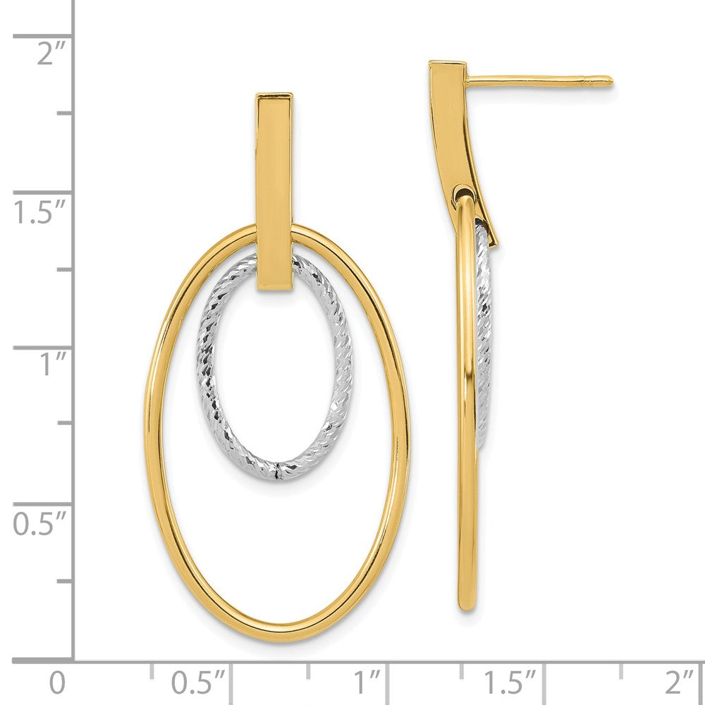 14k Two-tone 22 mm Polished Diamond Cut Post Dangle Earrings (2.59 grams)