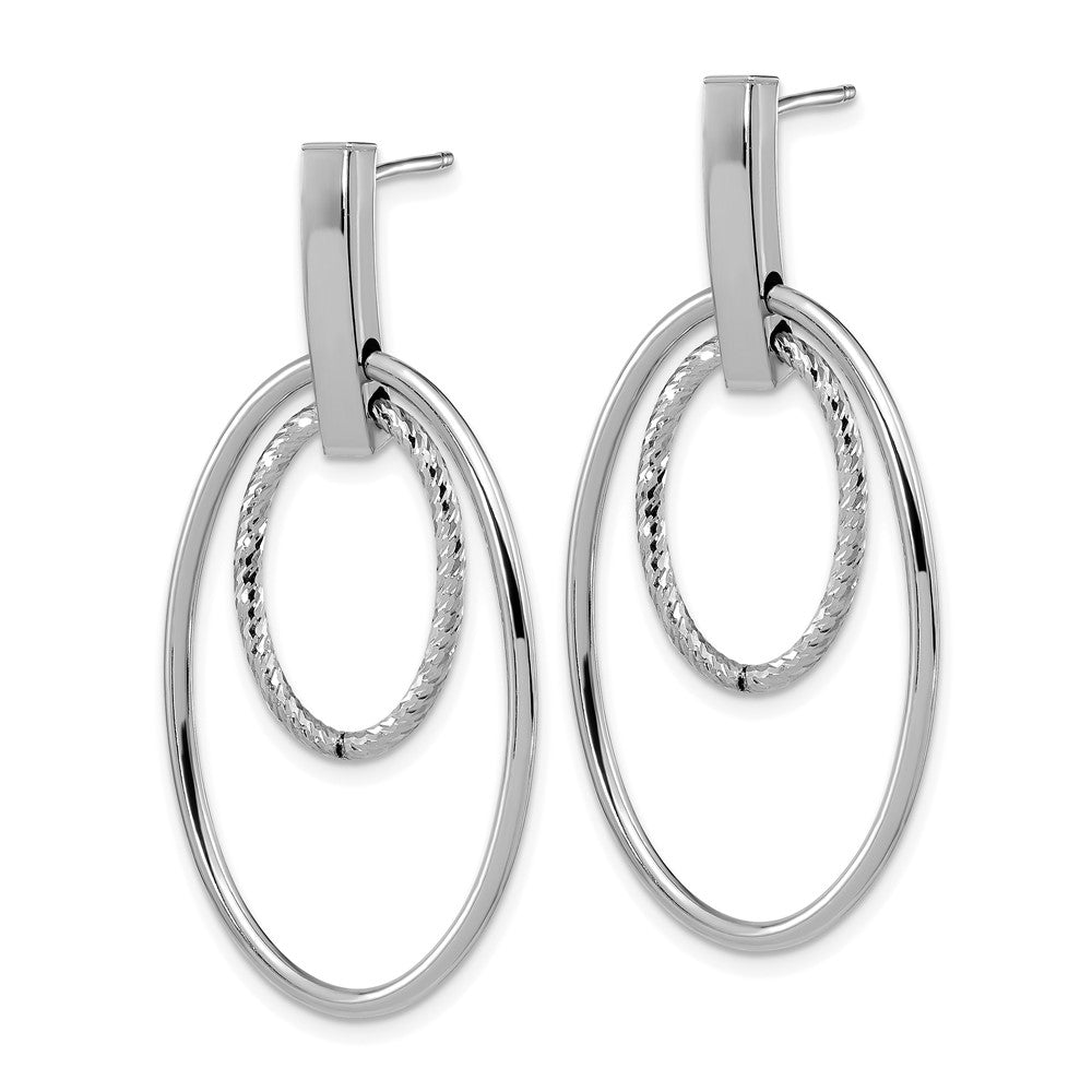14k White Gold 22 mm Gold Polished Diamond Cut Post Dangle Earrings (2.57 grams)