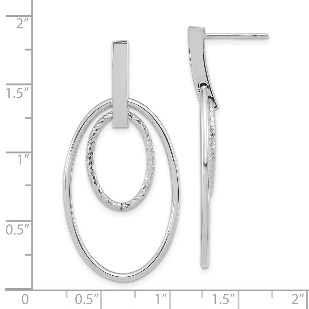 14k White Gold 22 mm Gold Polished Diamond Cut Post Dangle Earrings (2.57 grams)