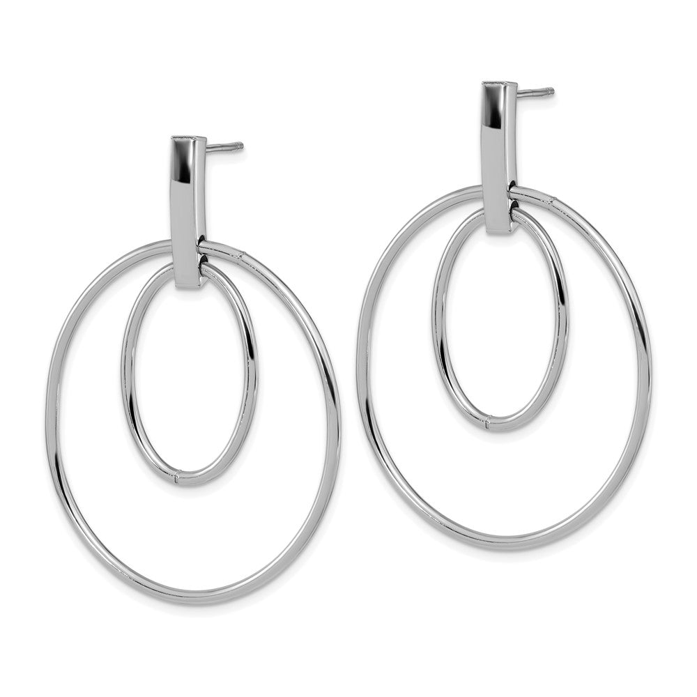 14k White Gold 35 mm Gold Polished Post Dangle Earrings (3.24 grams)