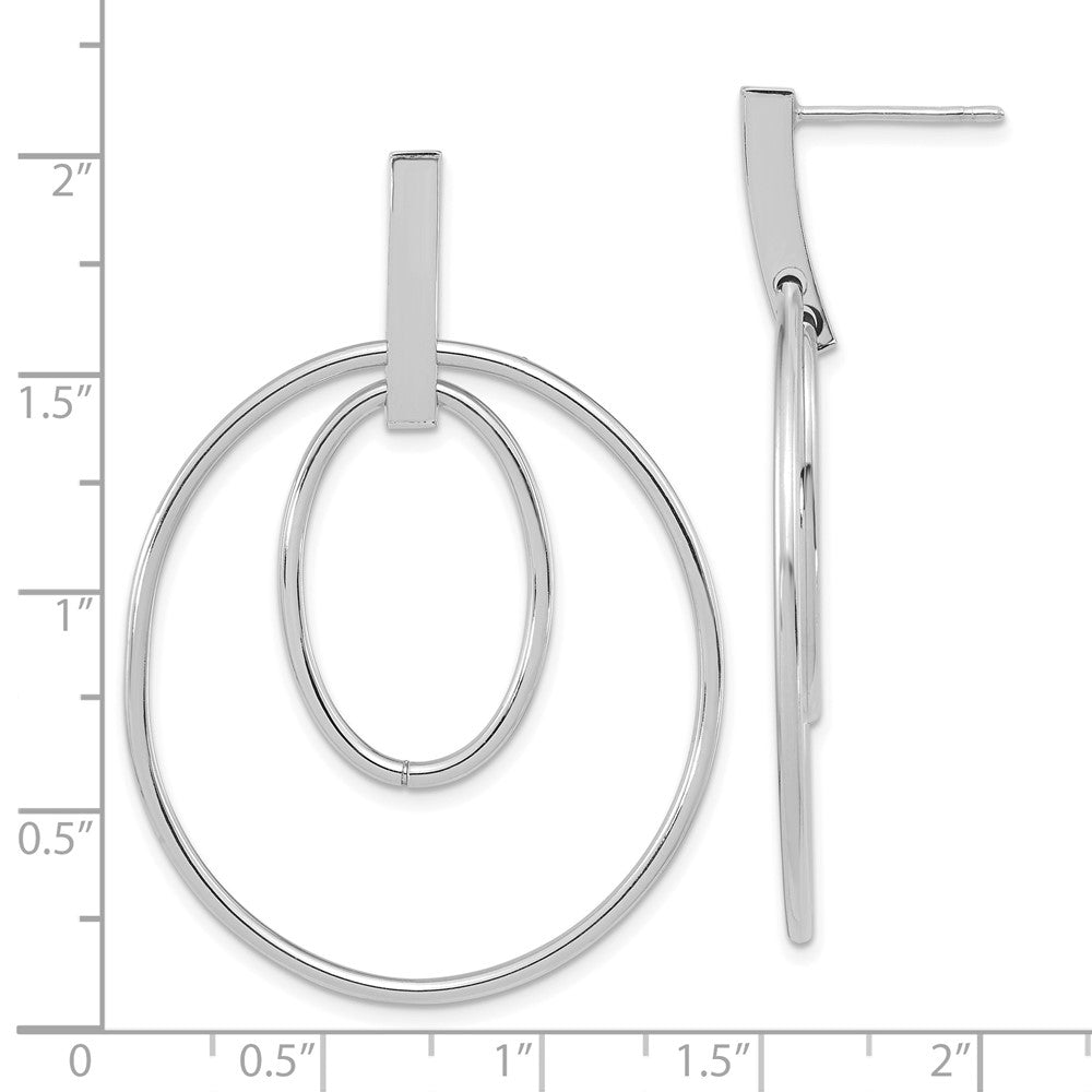 14k White Gold 35 mm Gold Polished Post Dangle Earrings (3.24 grams)