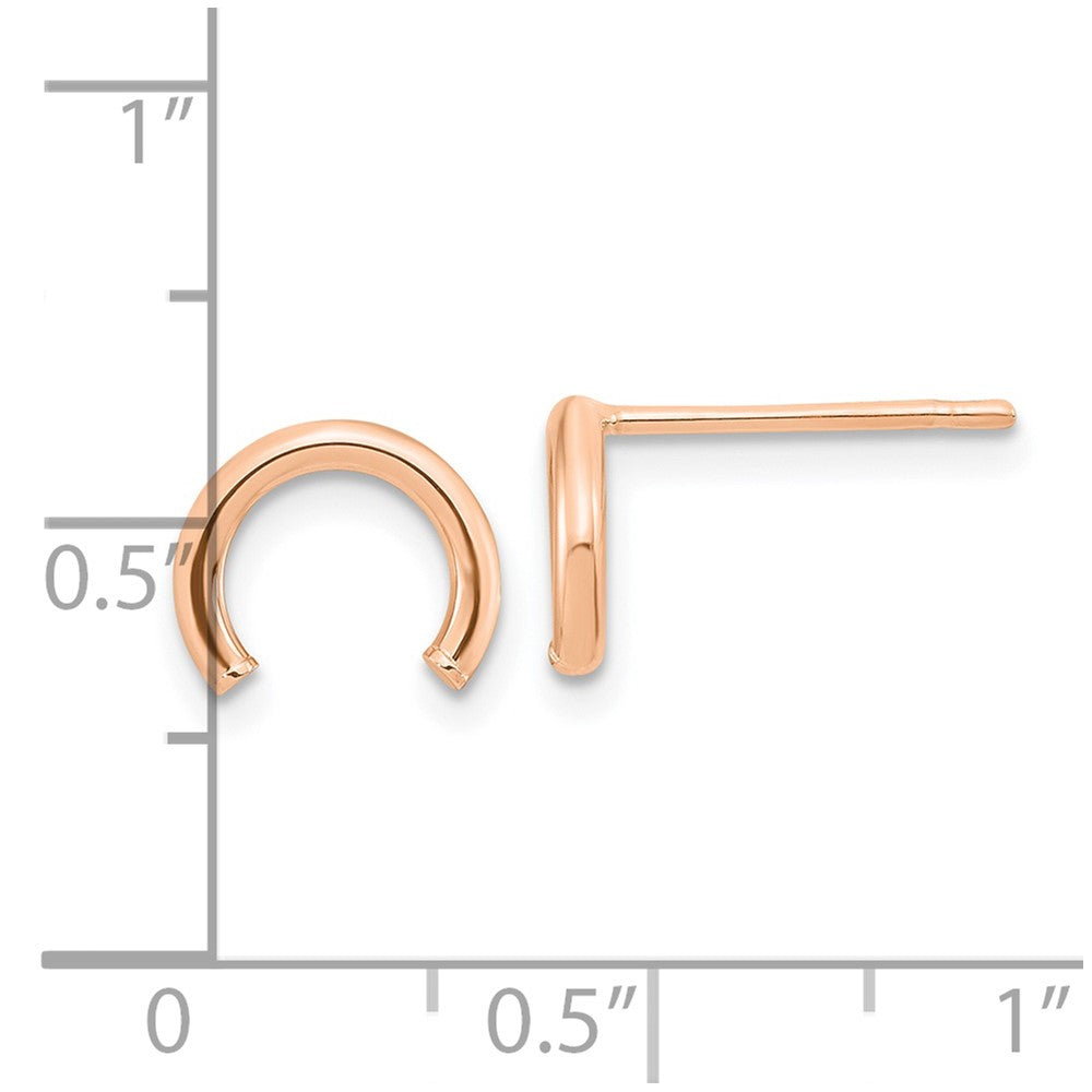 14k Rose Gold 9.5 mm Polished U Shape Tube Post Earrings (0.65 grams)