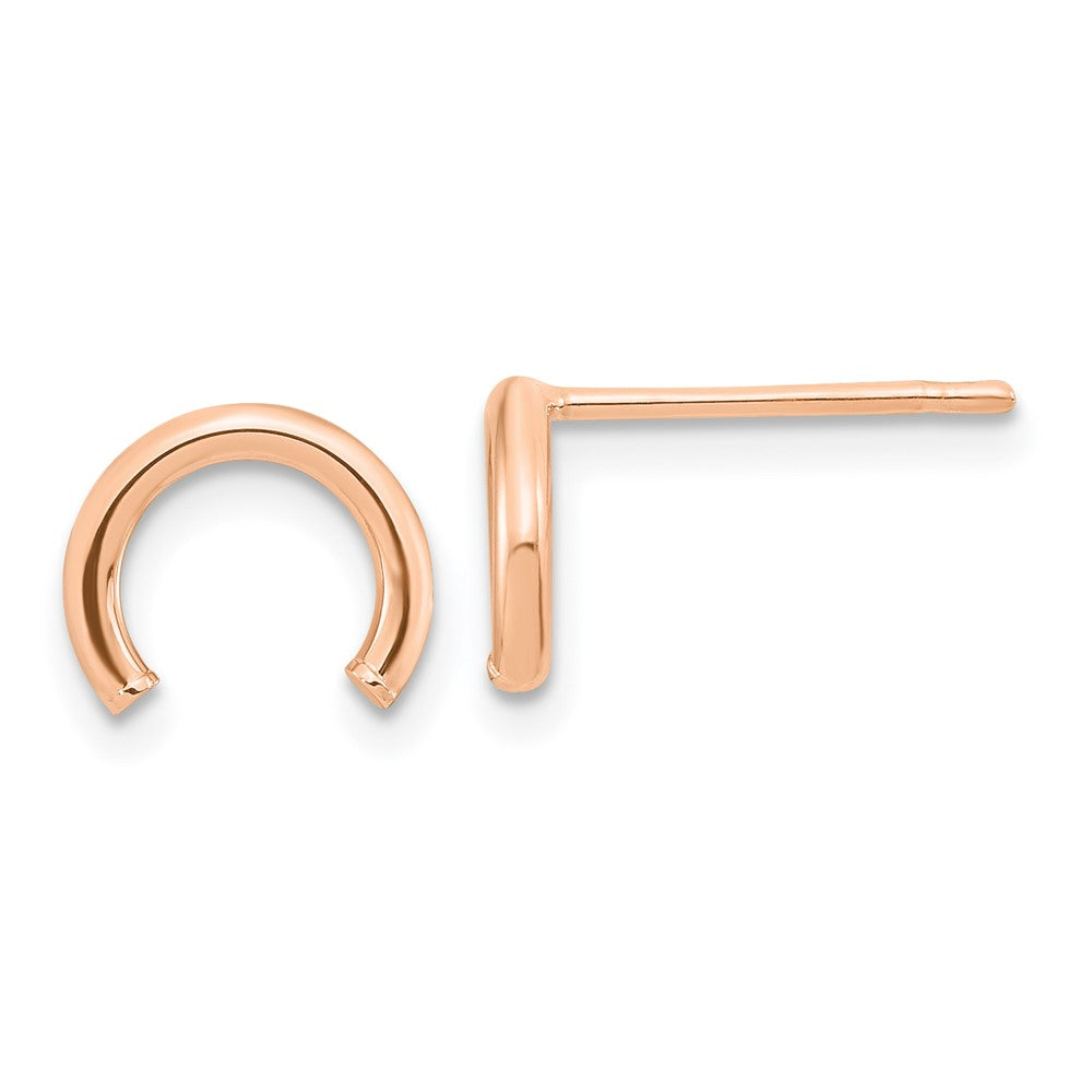 14k Rose Gold 9.5 mm Polished U Shape Tube Post Earrings (0.65 grams)