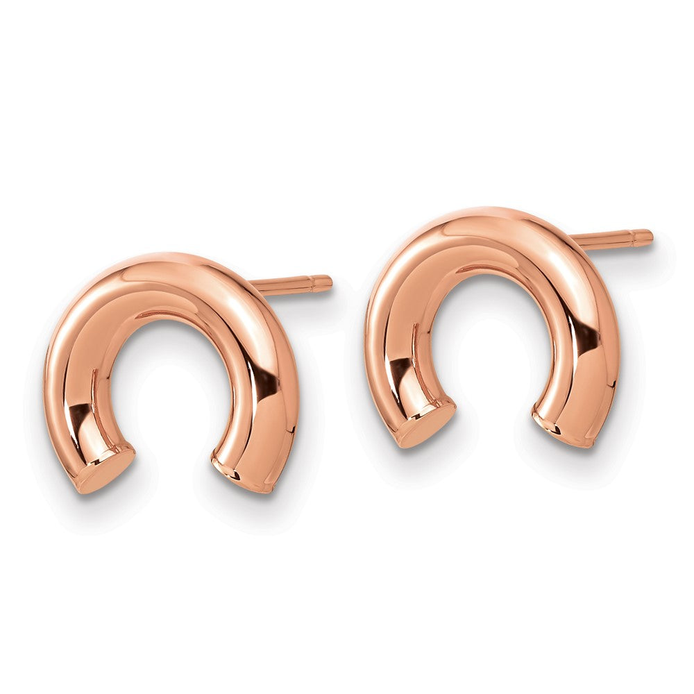 14k Rose Gold 12.2 mm Polished U Shape Tube Post Earrings (1.22 grams)