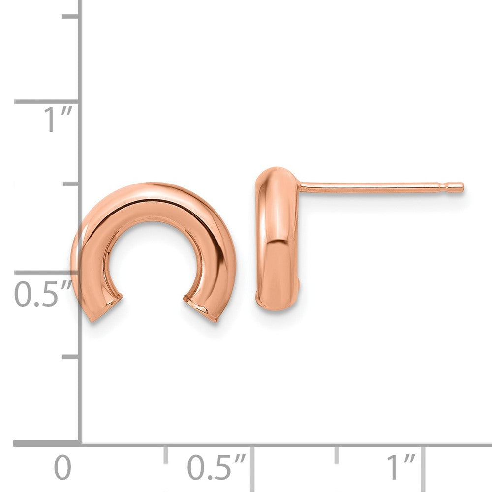 14k Rose Gold 12.2 mm Polished U Shape Tube Post Earrings (1.22 grams)