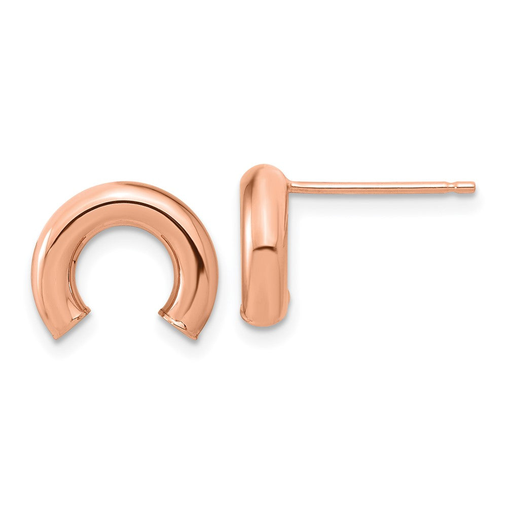 14k Rose Gold 12.2 mm Polished U Shape Tube Post Earrings (1.22 grams)