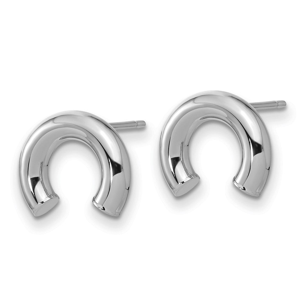 14k White Gold 12.2 mm Polished U Shape Tube Post Earrings (1.21 grams)