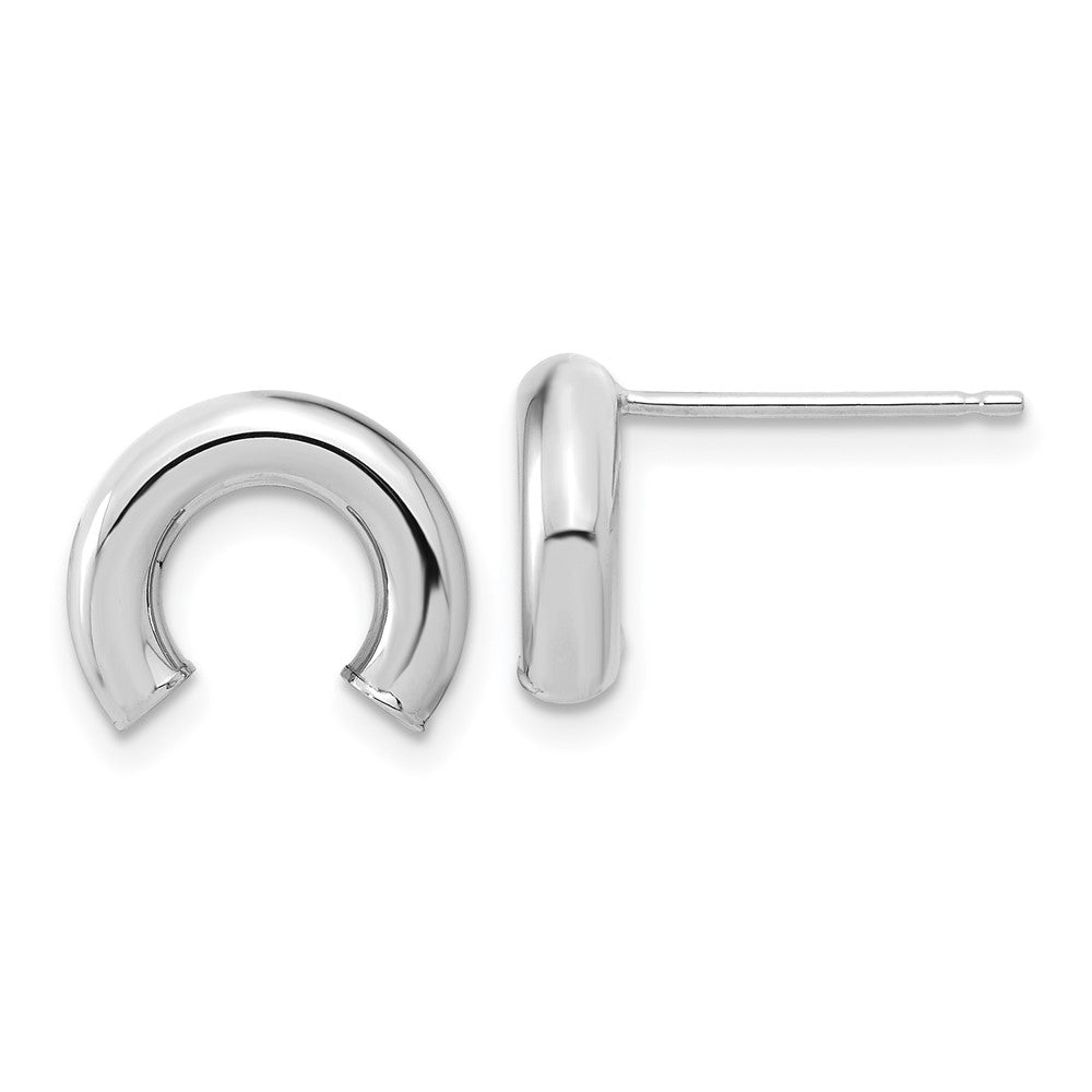 14k White Gold 12.2 mm Polished U Shape Tube Post Earrings (1.21 grams)