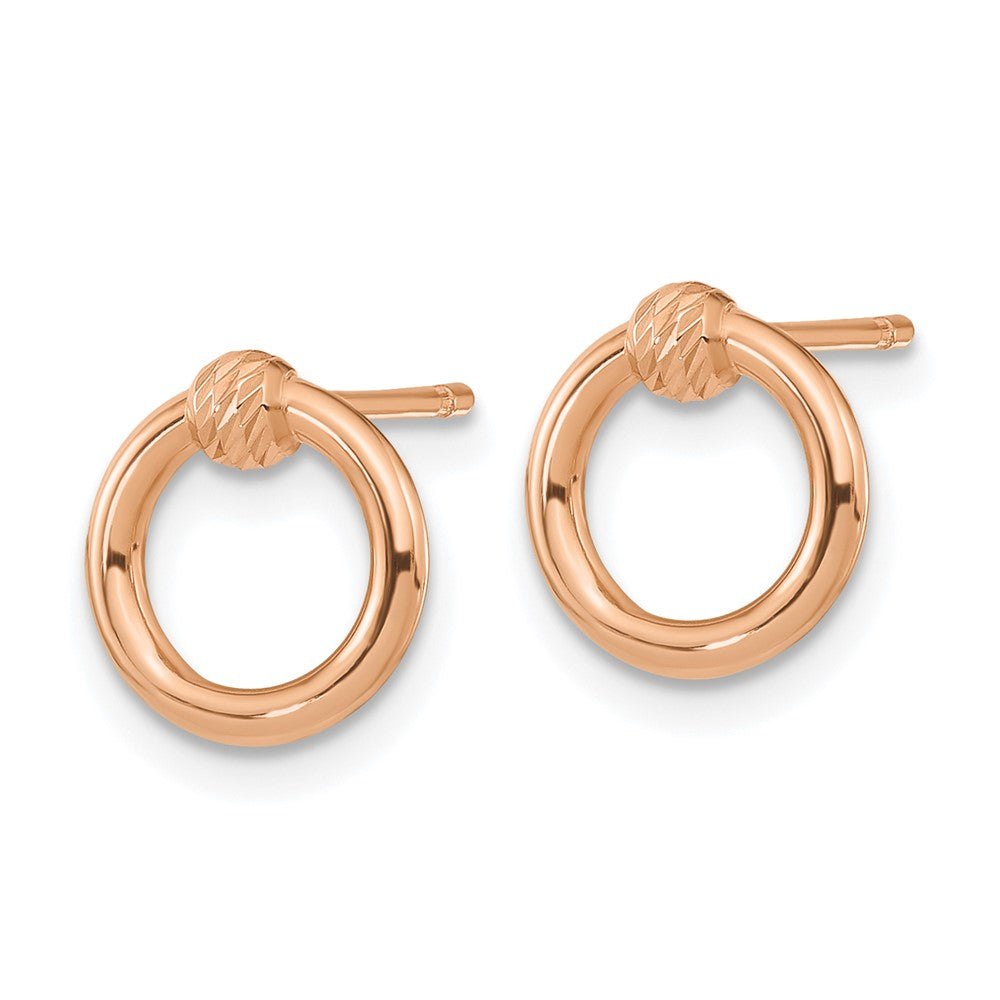 14k Rose Gold 9.65 mm Polished D/C Circle Post Earrings (0.95 grams)