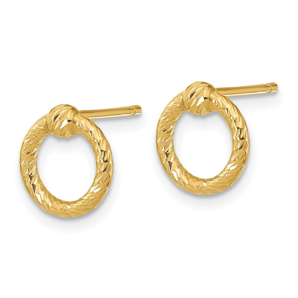 14k Yellow Gold 9 mm Polished D/C Twisted Circle Post Earrings (0.79 grams)