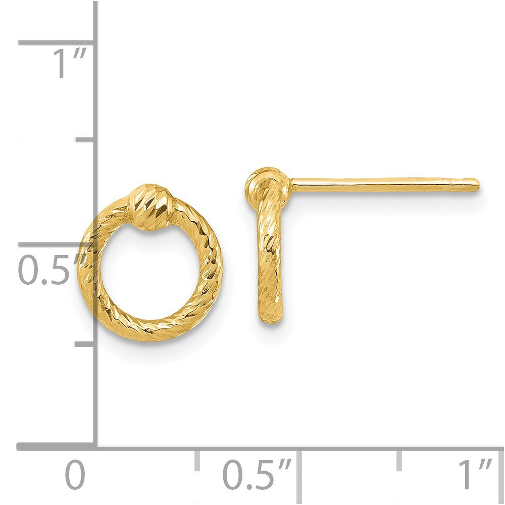 14k Yellow Gold 9 mm Polished D/C Twisted Circle Post Earrings (0.79 grams)