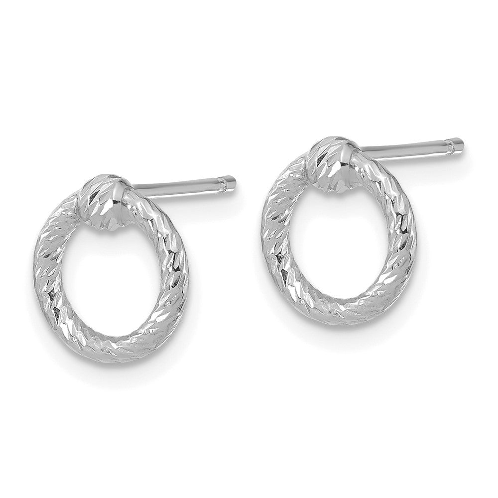 14k White Gold 9 mm Polished D/C Twisted Circle Post Earrings (0.78 grams)