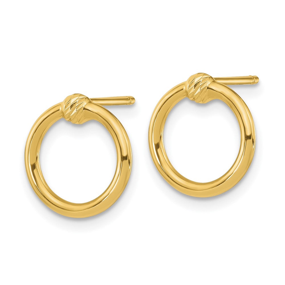 14k Yellow Gold 11.25 mm Polished & D/C Circle Post Earrings (0.91 grams)