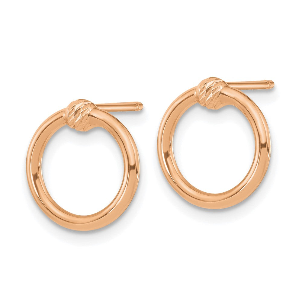 14k Rose Gold 11.25 mm Polished & D/C Circle Post Earrings (0.89 grams)