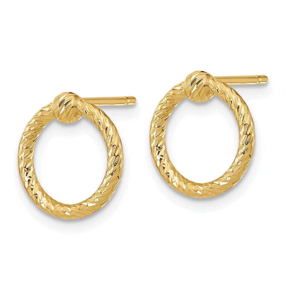 14k Yellow Gold 11.25 mm Polished & D/C Twisted Circle Post Earrings (0.81 grams)