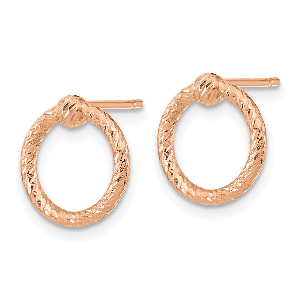 14k Rose Gold 11.25 mm Polished & D/C Twisted Circle Post Earrings (0.79 grams)