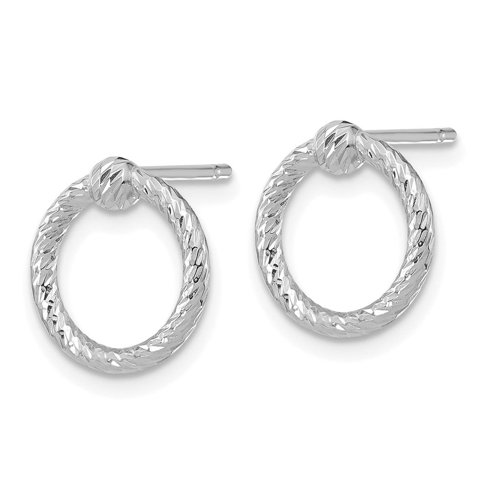 14k White Gold 11.25 mm Polished & D/C Twisted Circle Post Earrings (0.79 grams)