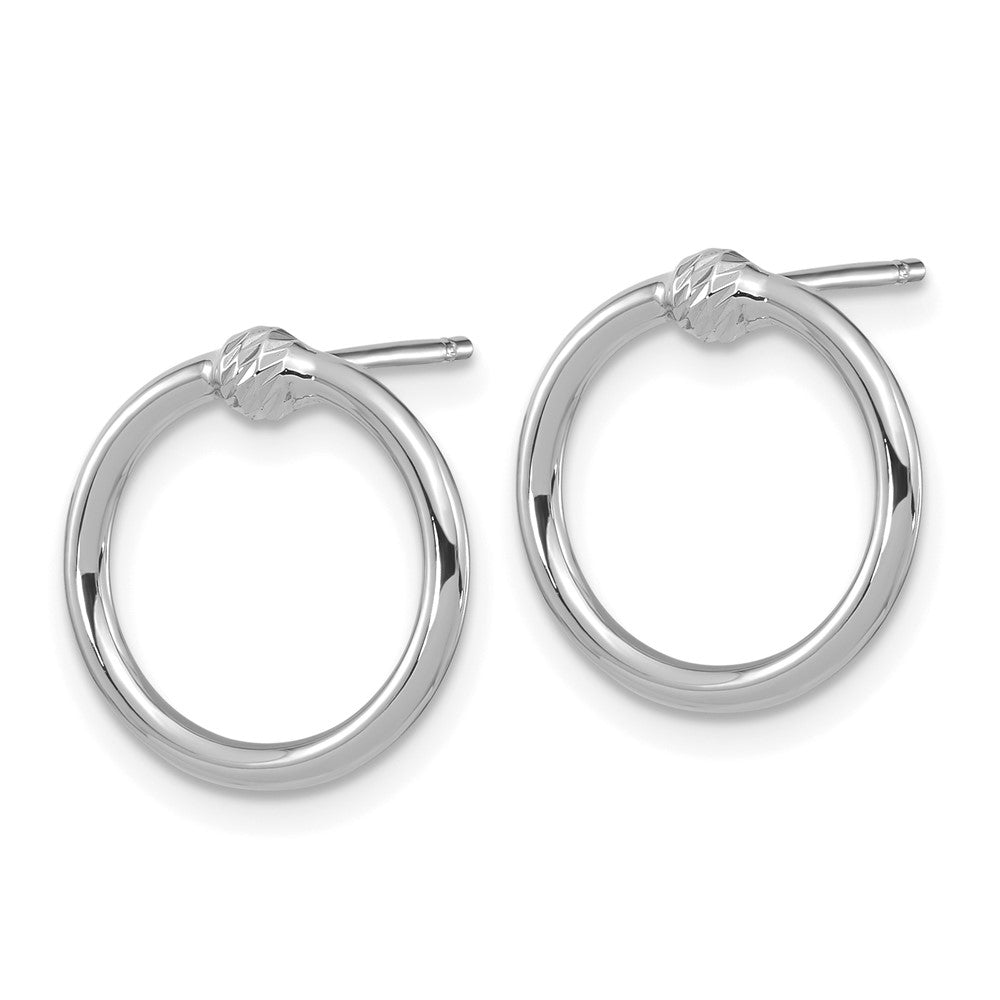 14k White Gold 14.45 mm Polished & D/C Circle Post Earrings (0.97 grams)