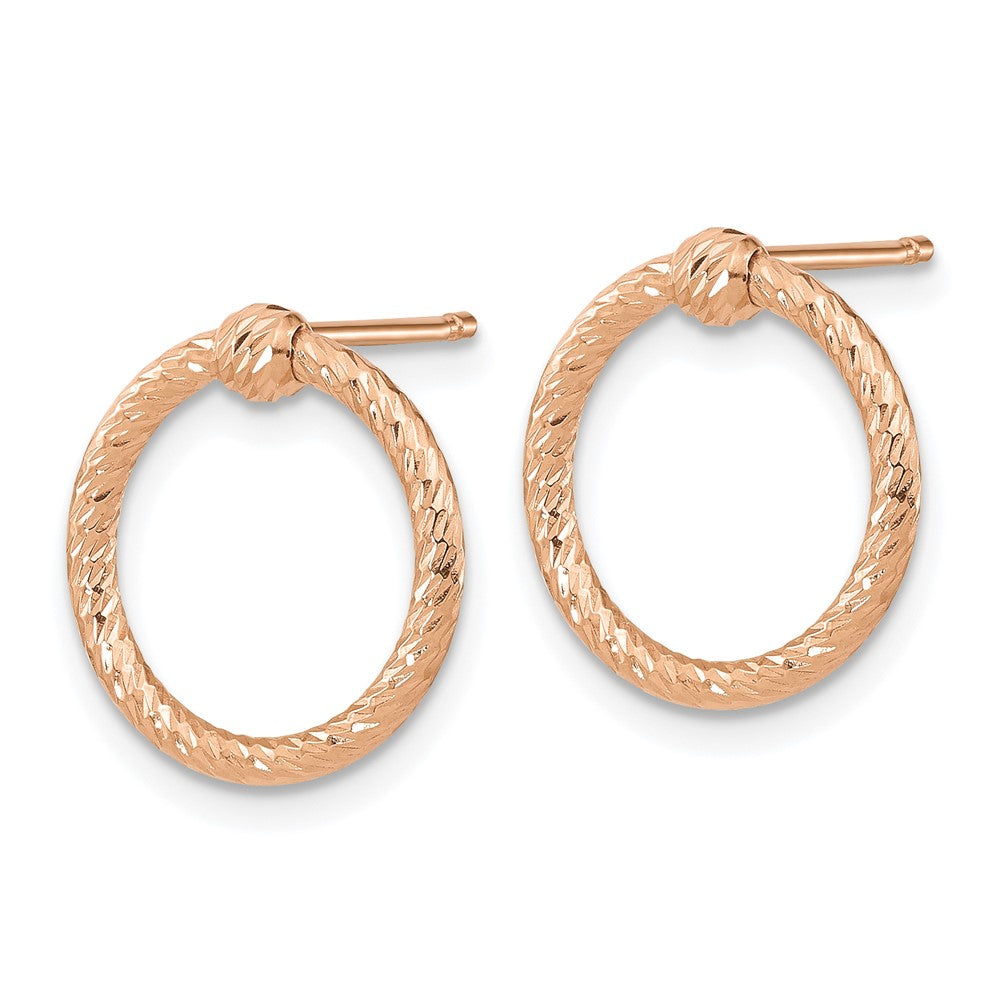 14k Rose Gold 13.8 mm Polished & D/C Twisted Circle Post Earrings (0.84 grams)