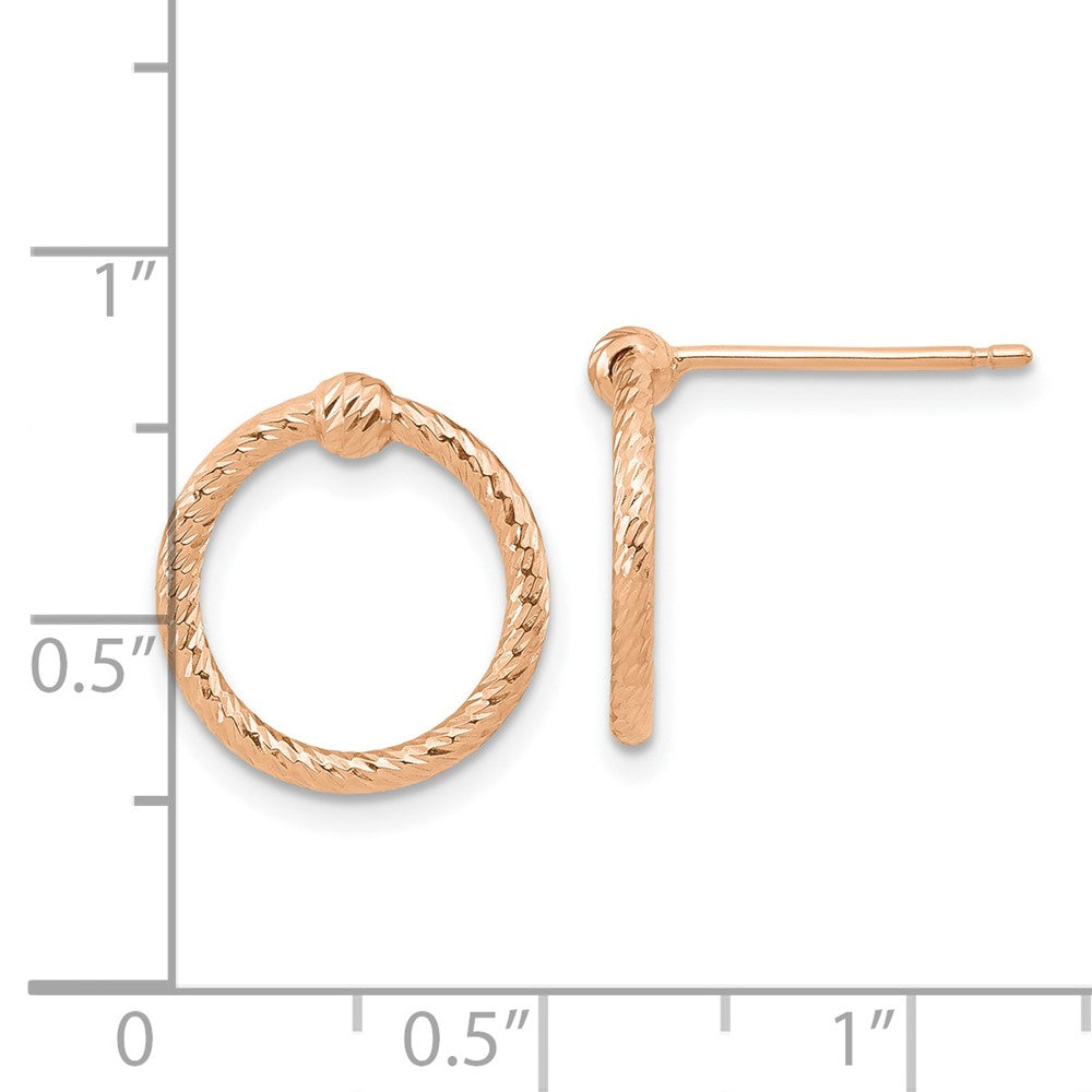 14k Rose Gold 13.8 mm Polished & D/C Twisted Circle Post Earrings (0.84 grams)