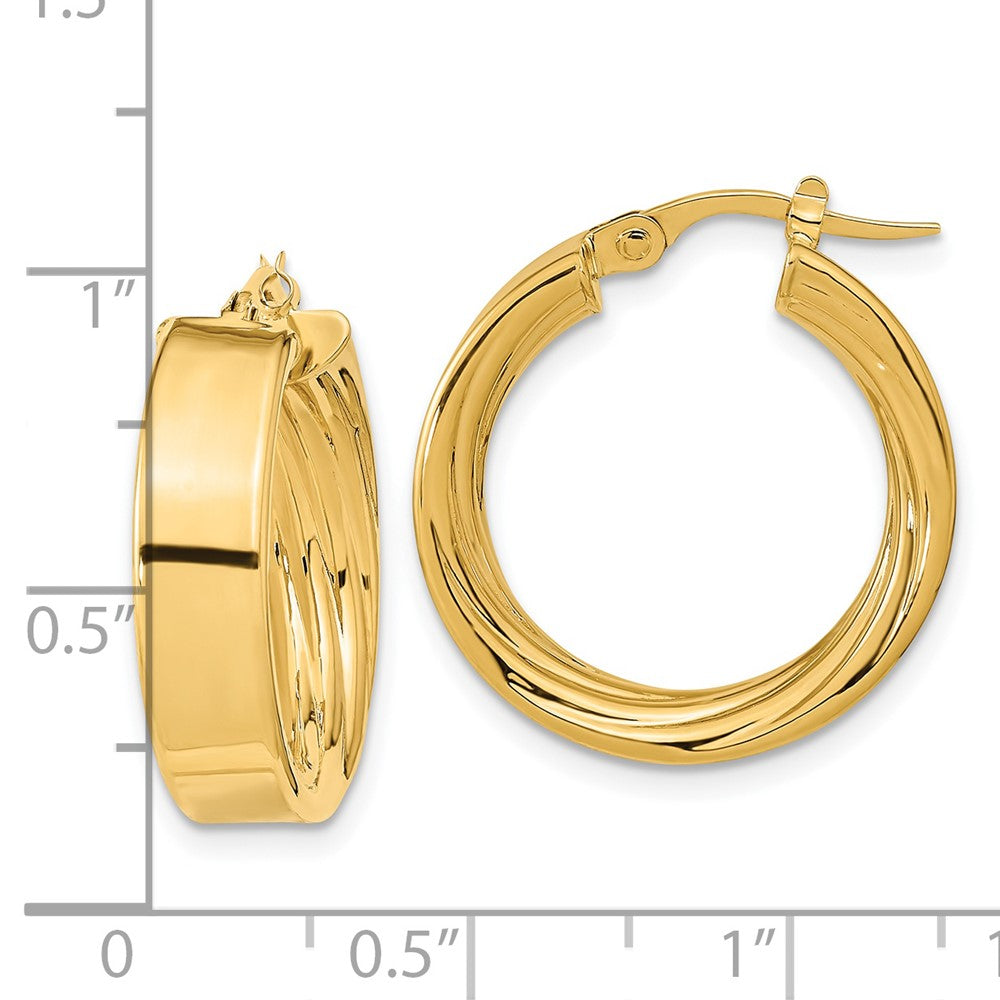 14k Yellow Gold 21.32 mm Polished and Textured Inside Hoop Earrings (3.18 grams)
