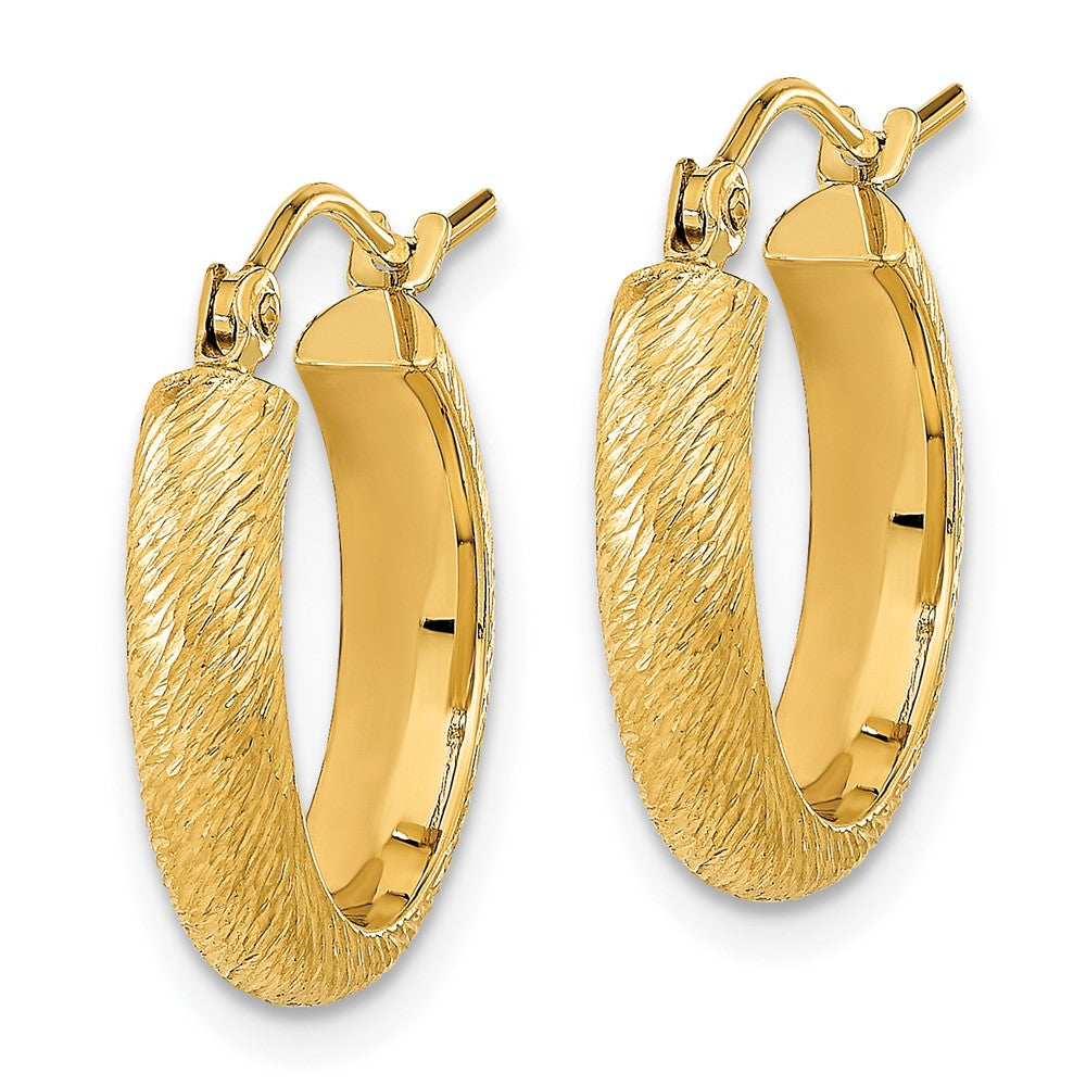 14k Yellow Gold 17.06 mm Polished Textured Hoop Earrings (1.43 grams)