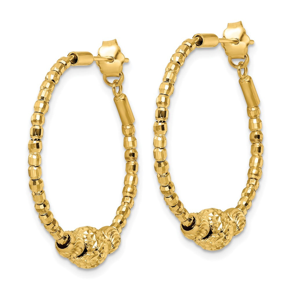 14k Yellow Gold 29.52 mm Diamond-cut Hoop Beaded Earrings (4.38 grams)