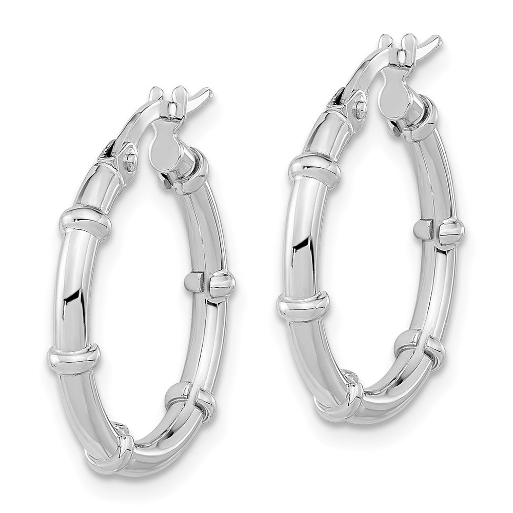 14k White Gold 19.05 mm White Polished Fancy Hoop Earrings (1.52 grams)