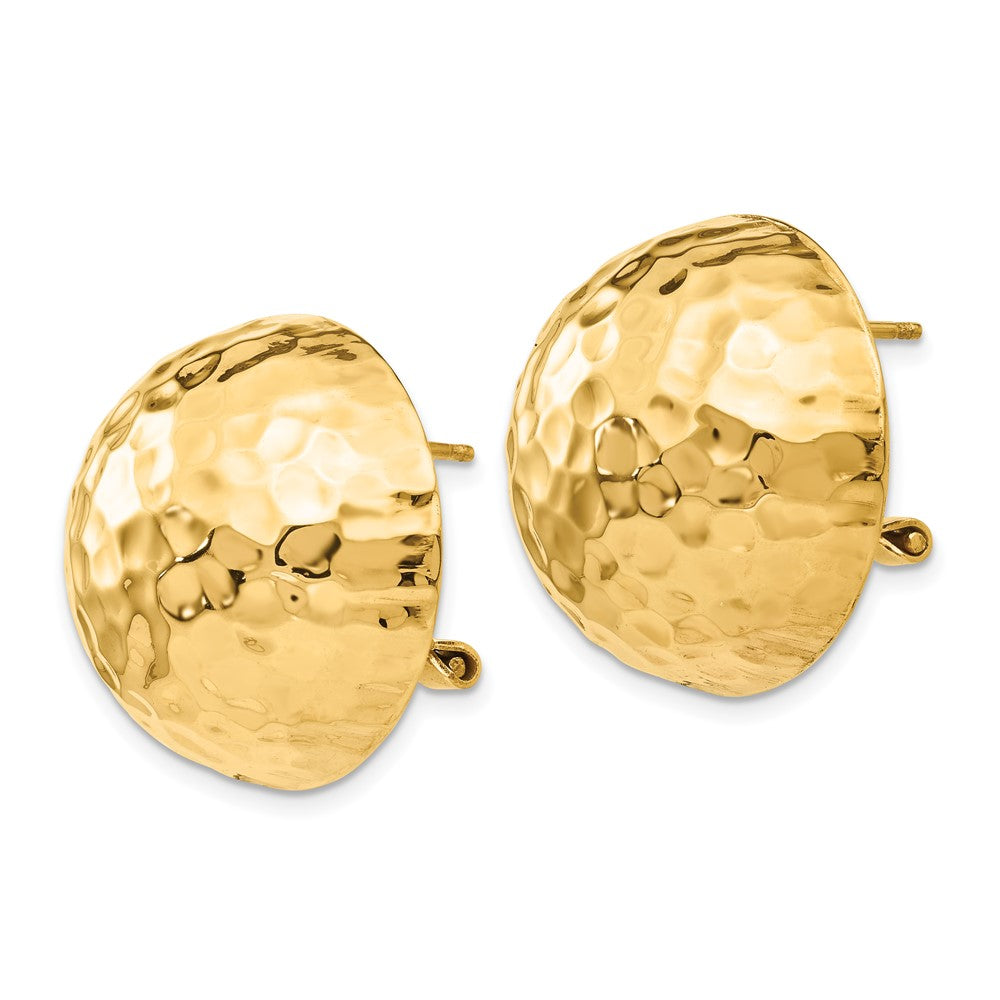 14k Yellow Gold 22 mm red Omega Back Post Earrings (7.86 grams)