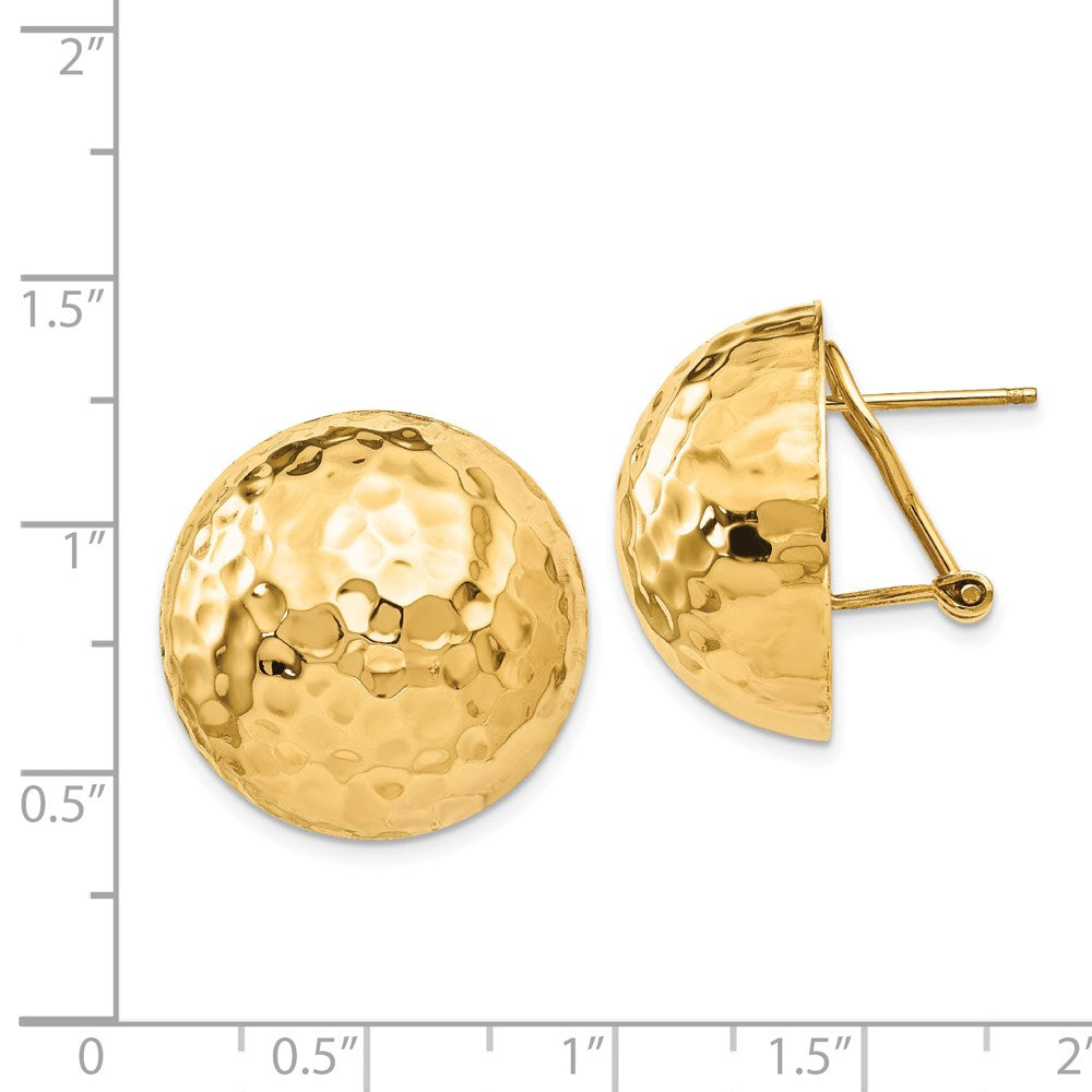 14k Yellow Gold 22 mm red Omega Back Post Earrings (7.86 grams)