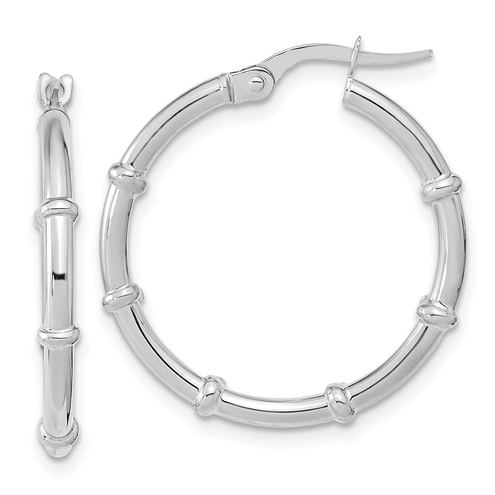 14k White Gold 24.48 mm White Polished and Fancy Hoop Earrings