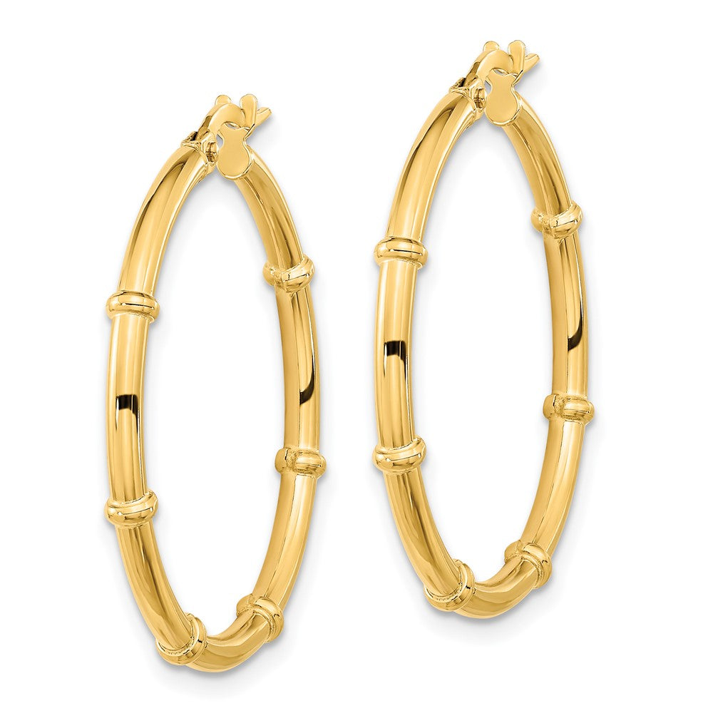 14k Yellow Gold 28.94 mm Polished and Fancy Hoop Earrings (2.18 grams)